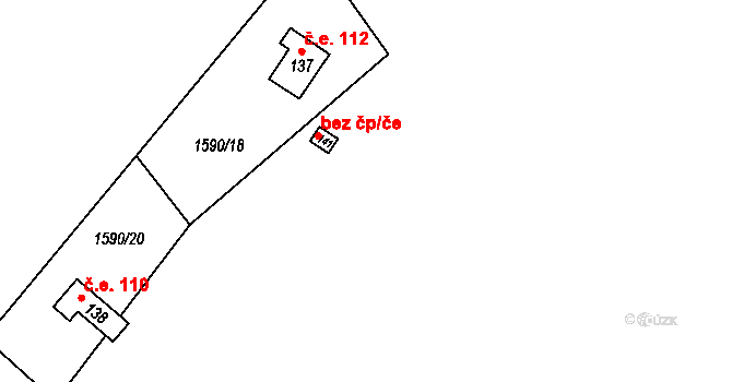 Čížov 38668084 na parcele st. 141 v KÚ Čížov u Jihlavy, Katastrální mapa