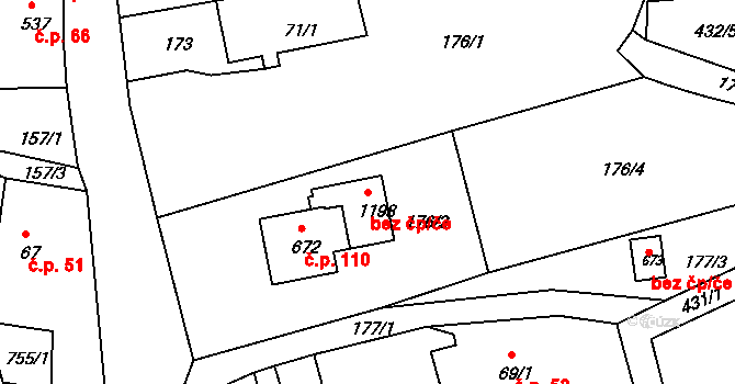 Česká Třebová 39403084 na parcele st. 1198 v KÚ Parník, Katastrální mapa