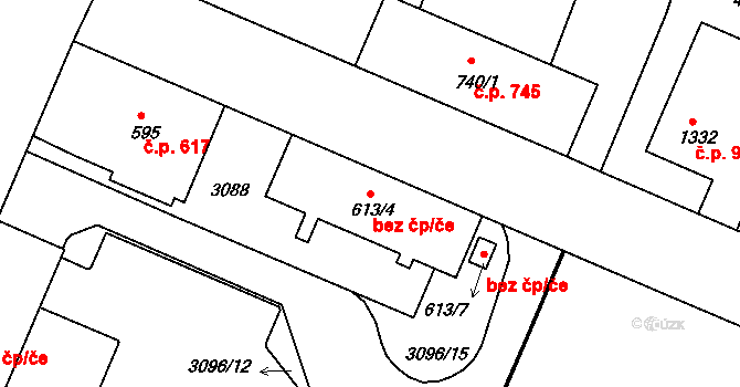 Milevsko 43163084 na parcele st. 613/4 v KÚ Milevsko, Katastrální mapa