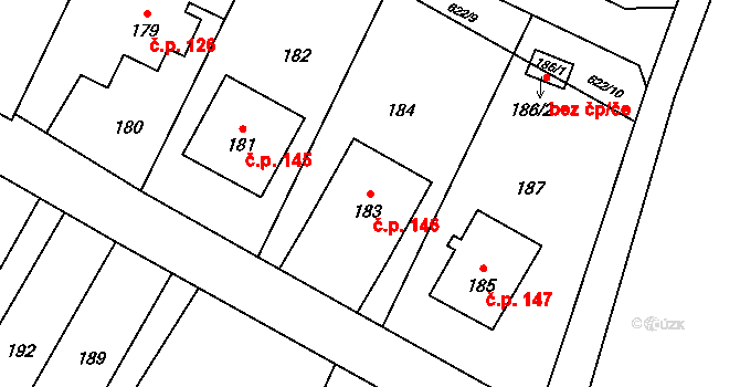 Štáblovice 146 na parcele st. 183 v KÚ Štáblovice, Katastrální mapa