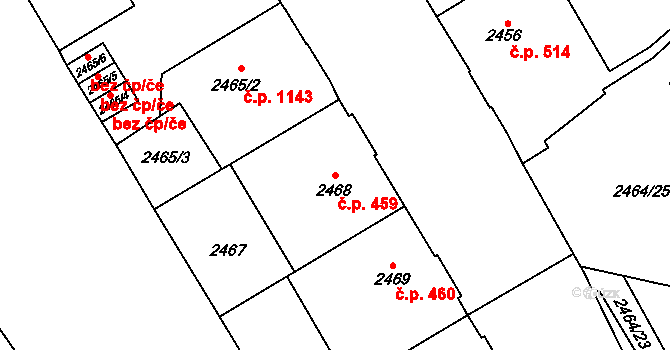 Předměstí 459, Opava na parcele st. 2468 v KÚ Opava-Předměstí, Katastrální mapa