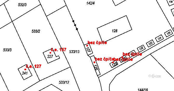 Sázava 45414084 na parcele st. 127 v KÚ Dojetřice, Katastrální mapa