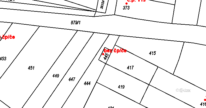 Majetín 47341084 na parcele st. 445 v KÚ Majetín, Katastrální mapa