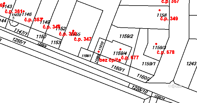Hrušovany u Brna 53983084 na parcele st. 1157/2 v KÚ Hrušovany u Brna, Katastrální mapa