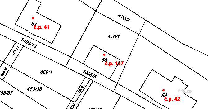 Kunčice 137, Letohrad na parcele st. 58 v KÚ Kunčice u Letohradu, Katastrální mapa