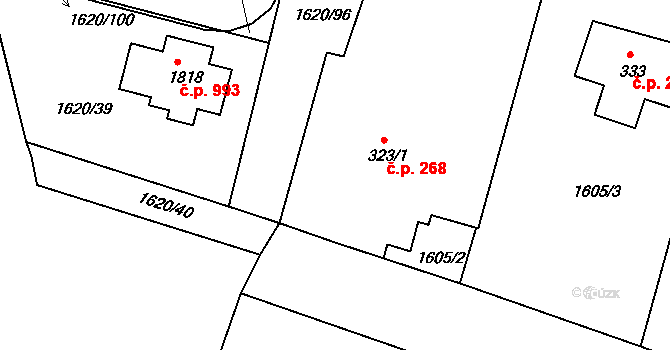 Unhošť 268 na parcele st. 323/1 v KÚ Unhošť, Katastrální mapa