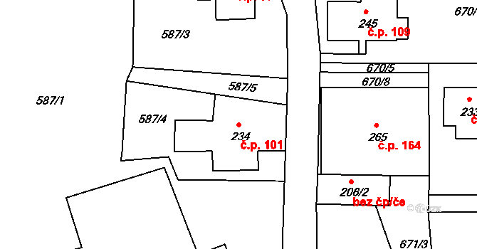 Dolní Kamenice 101, Česká Kamenice na parcele st. 234 v KÚ Dolní Kamenice, Katastrální mapa