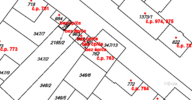 Přeštice 763 na parcele st. 762 v KÚ Přeštice, Katastrální mapa