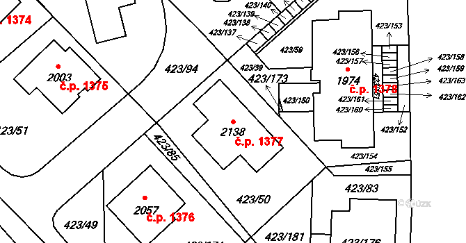 Hluboká nad Vltavou 1377 na parcele st. 2138 v KÚ Hluboká nad Vltavou, Katastrální mapa