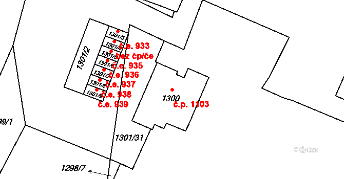 Kopřivnice 1103 na parcele st. 1300 v KÚ Kopřivnice, Katastrální mapa