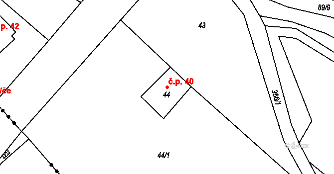 Radostovice 40, Světlá nad Sázavou na parcele st. 44 v KÚ Radostovice u Lipničky, Katastrální mapa