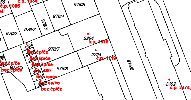 Kroměříž 1119 na parcele st. 2224 v KÚ Kroměříž, Katastrální mapa
