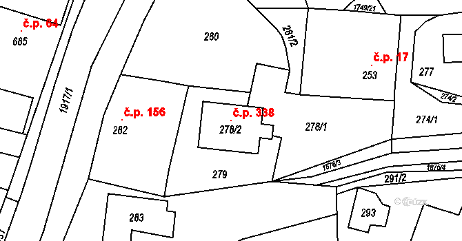 Horní Jasenka 338, Vsetín na parcele st. 278/2 v KÚ Jasenka, Katastrální mapa