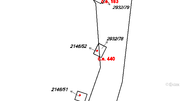 Lančov 440 na parcele st. 2932/78 v KÚ Lančov, Katastrální mapa