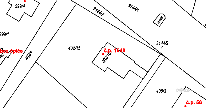 Horní Suchá 1540 na parcele st. 402/18 v KÚ Horní Suchá, Katastrální mapa