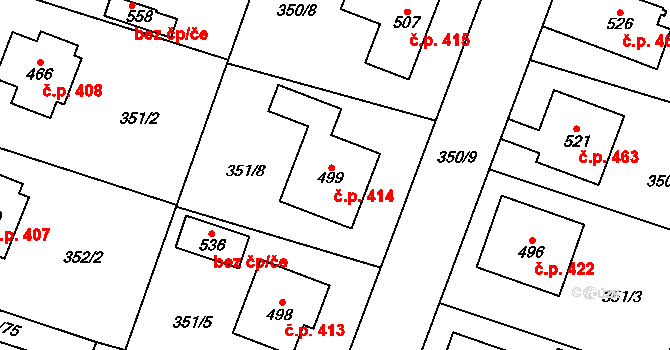 Rožďalovice 414 na parcele st. 499 v KÚ Rožďalovice, Katastrální mapa