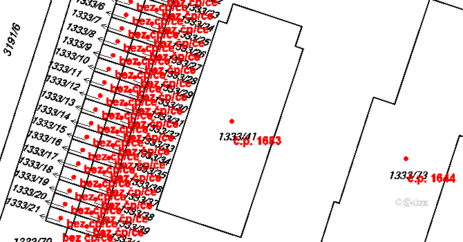 Čelákovice 1683 na parcele st. 1333/41 v KÚ Čelákovice, Katastrální mapa