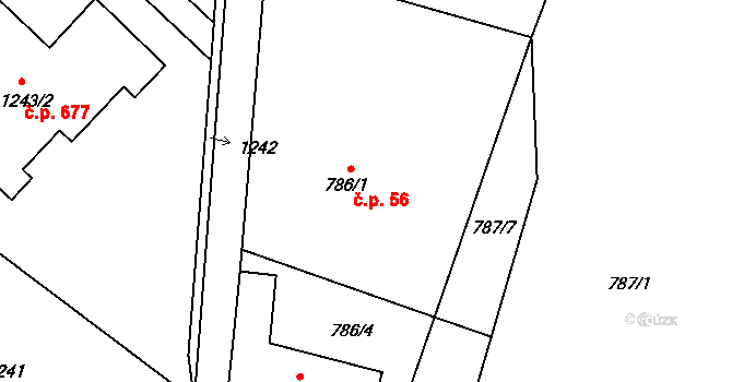 Krmelín 56 na parcele st. 786/1 v KÚ Krmelín, Katastrální mapa