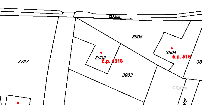 Rychvald 1318 na parcele st. 3902 v KÚ Rychvald, Katastrální mapa