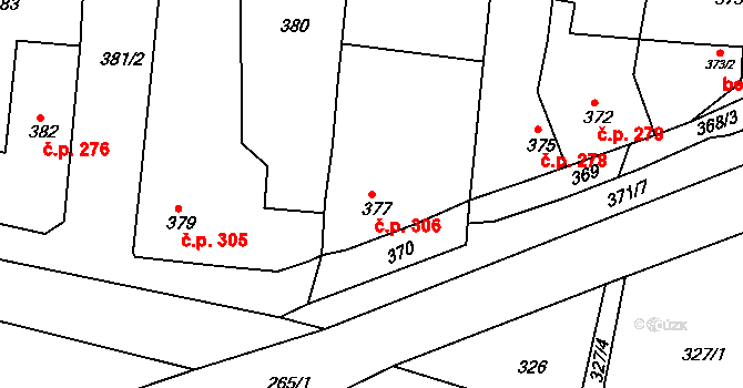 Kněževes 306 na parcele st. 377 v KÚ Kněževes u Rakovníka, Katastrální mapa