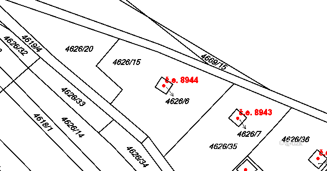 Severní Terasa 8944, Ústí nad Labem na parcele st. 4626/6 v KÚ Ústí nad Labem, Katastrální mapa