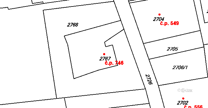 Dolní Lutyně 746 na parcele st. 2767 v KÚ Dolní Lutyně, Katastrální mapa