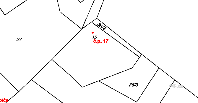 Chvalčovice 17, Bílá na parcele st. 15 v KÚ Chvalčovice, Katastrální mapa