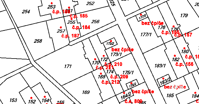 Medlánky 210, Brno na parcele st. 172 v KÚ Medlánky, Katastrální mapa