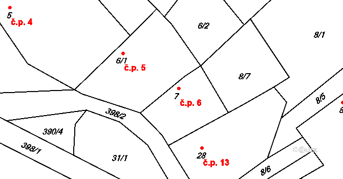 Chabrovice 6, Skopytce na parcele st. 7 v KÚ Chabrovice, Katastrální mapa