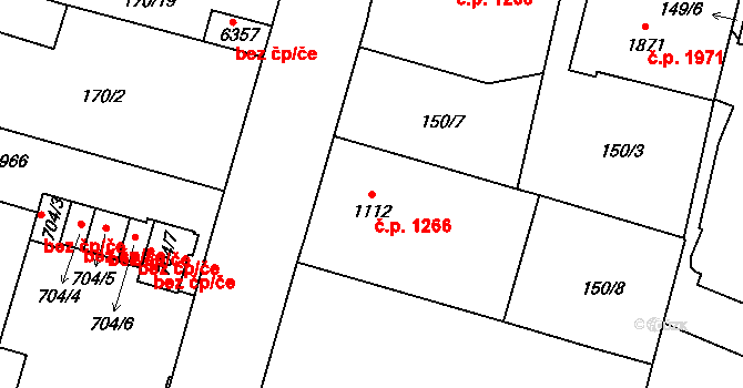 Jablonec nad Nisou 1266 na parcele st. 1112 v KÚ Jablonec nad Nisou, Katastrální mapa