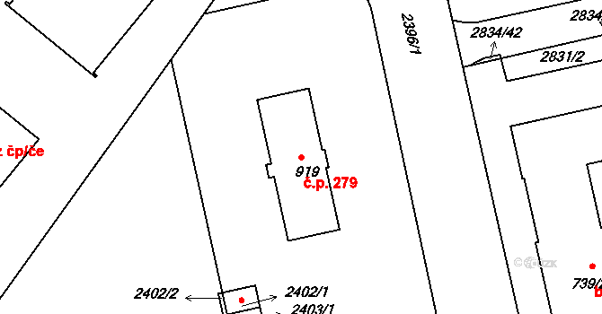 Malá Strana 279, Týn nad Vltavou na parcele st. 919 v KÚ Týn nad Vltavou, Katastrální mapa