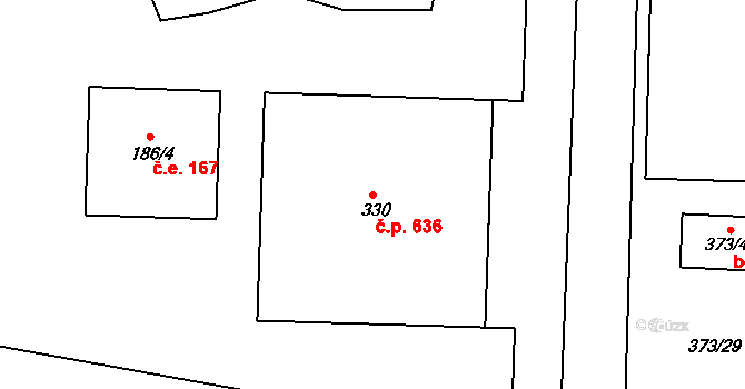 Holešovice 636, Praha na parcele st. 330 v KÚ Holešovice, Katastrální mapa