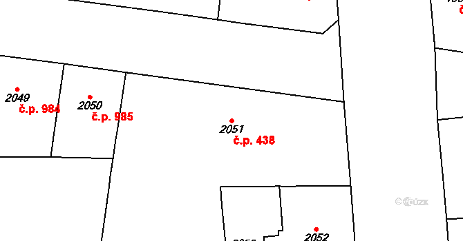 Vršovice 438, Praha na parcele st. 2051 v KÚ Vršovice, Katastrální mapa