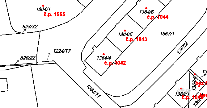 Vršovice 1042, Praha na parcele st. 1364/4 v KÚ Vršovice, Katastrální mapa