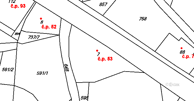 Volanov 53, Trutnov na parcele st. 7 v KÚ Volanov, Katastrální mapa