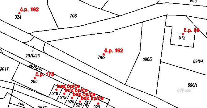 Chotěvice 162 na parcele st. 78/2 v KÚ Chotěvice, Katastrální mapa