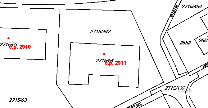 Hranice 2911, Karviná na parcele st. 2715/54 v KÚ Karviná-město, Katastrální mapa