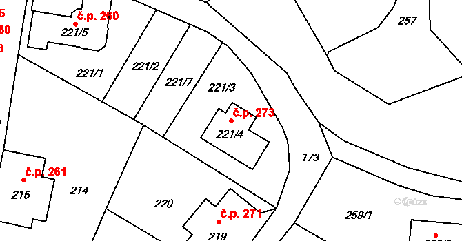 Rumburk 2-Horní Jindřichov 273, Rumburk na parcele st. 221/4 v KÚ Horní Jindřichov, Katastrální mapa