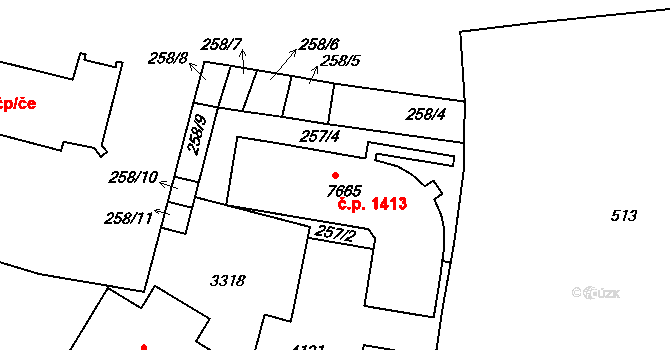 Kolín V 1413, Kolín na parcele st. 7665 v KÚ Kolín, Katastrální mapa