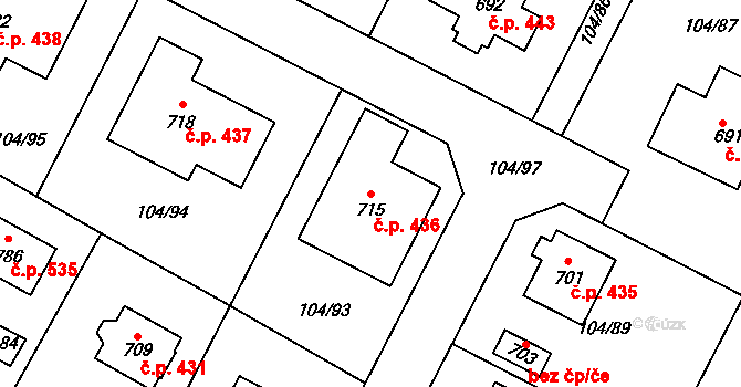 Předměřice nad Labem 436 na parcele st. 715 v KÚ Předměřice nad Labem, Katastrální mapa