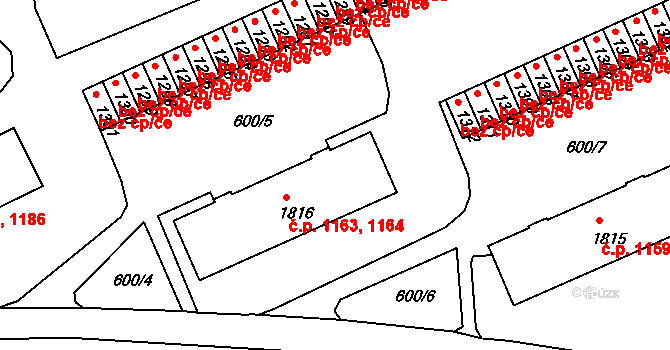 Vlašim 1163,1164 na parcele st. 1816 v KÚ Vlašim, Katastrální mapa