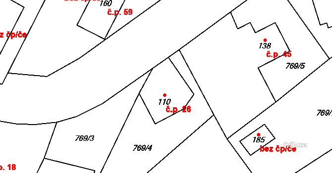 Beztahov 26, Votice na parcele st. 110 v KÚ Beztahov, Katastrální mapa