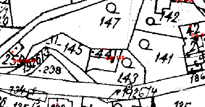 Kašava 110 na parcele st. 44 v KÚ Kašava, Katastrální mapa