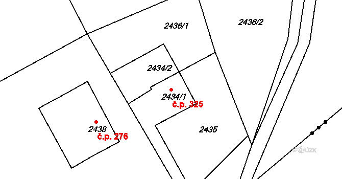 Březnice 325 na parcele st. 2434/1 v KÚ Březnice u Zlína, Katastrální mapa