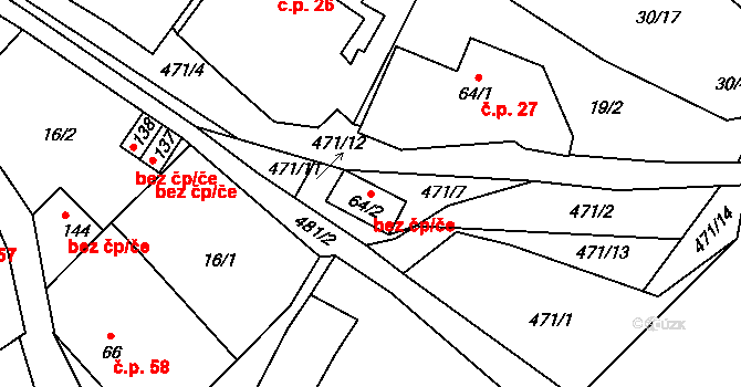 Čejetice 42616085 na parcele st. 64/2 v KÚ Mladějovice, Katastrální mapa