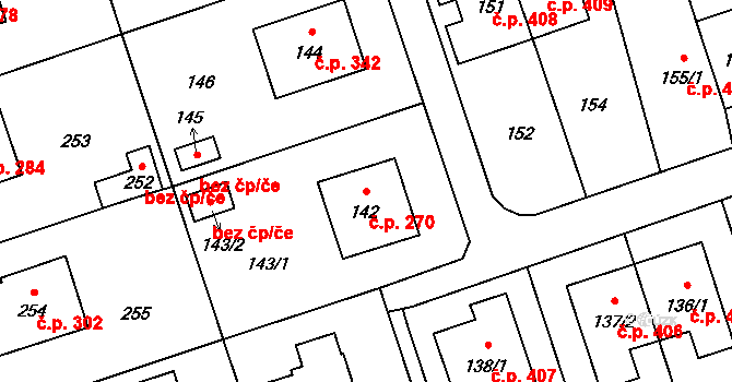 Slavkov 270 na parcele st. 142 v KÚ Slavkov u Opavy, Katastrální mapa