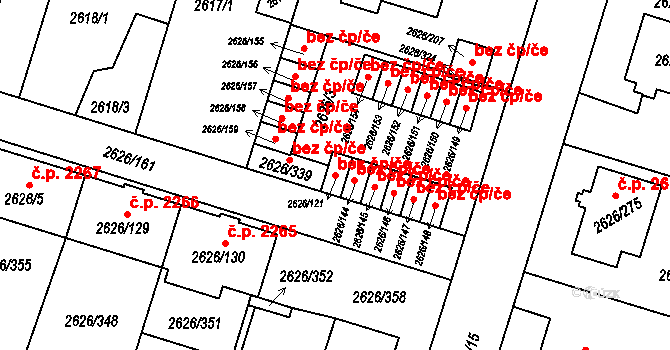 Opava 43785085 na parcele st. 2626/121 v KÚ Opava-Předměstí, Katastrální mapa