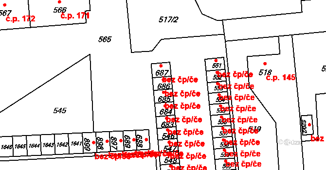 Stěbořice 43808085 na parcele st. 686 v KÚ Stěbořice, Katastrální mapa