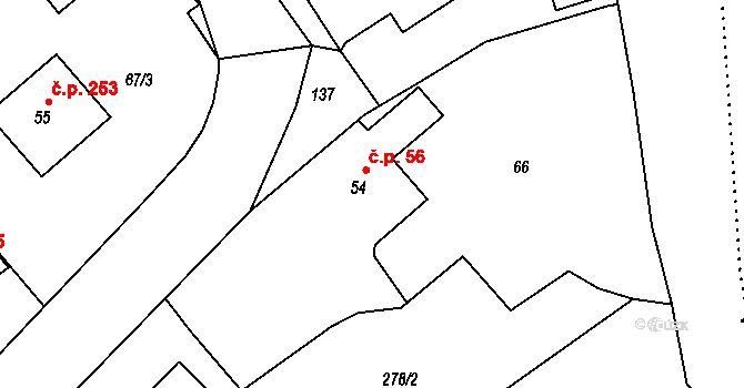 Vávrovice 56, Opava na parcele st. 54 v KÚ Vávrovice, Katastrální mapa