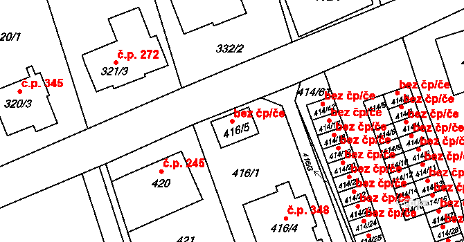 Liberec 47002085 na parcele st. 416/5 v KÚ Nové Pavlovice, Katastrální mapa